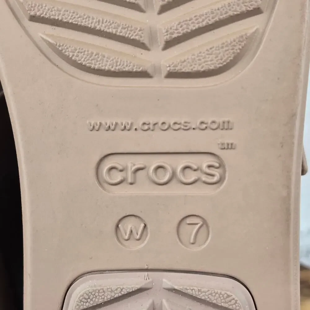 Crocs Womens 7 Brooklyn Latte Brown Buckle Low Double Strap Casual Wedge Sandal